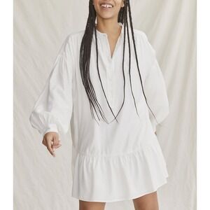 Elizabeth and James White Long Sleeve Ruffle Hem‎ Tiered Tunic Mini Dress Medium